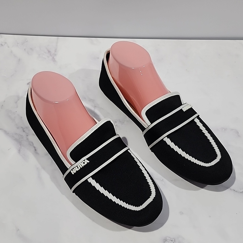 Nautica Black And White Loafers Shoes
